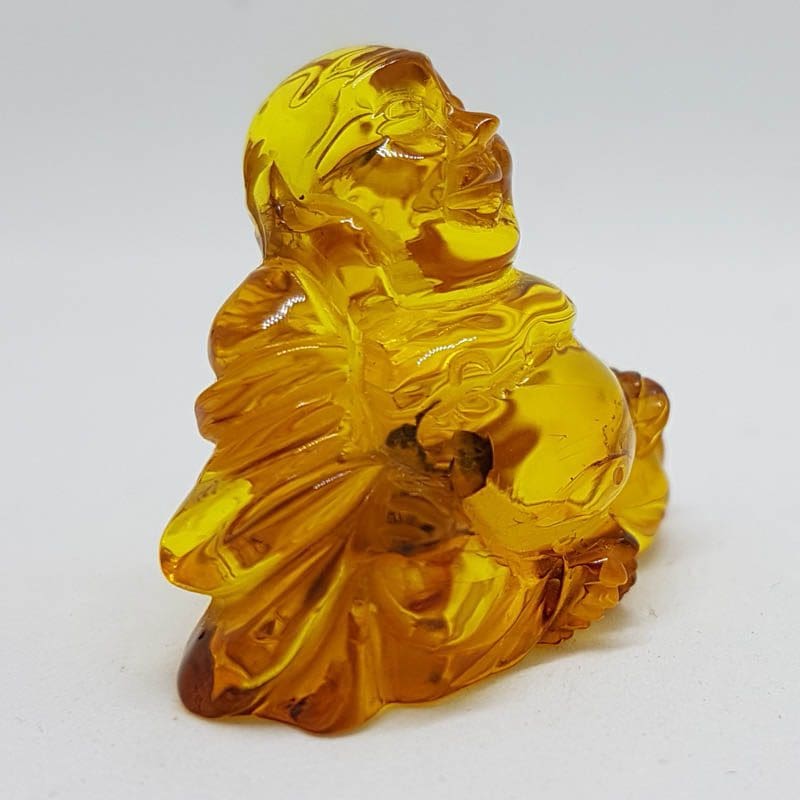 Hand Carved Natural Baltic Amber Small Buddha / Budai Figurine / Statue