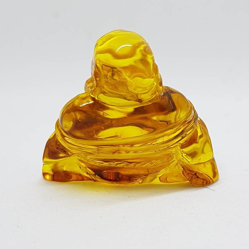 Hand Carved Natural Baltic Amber Small Buddha / Budai Figurine / Statue