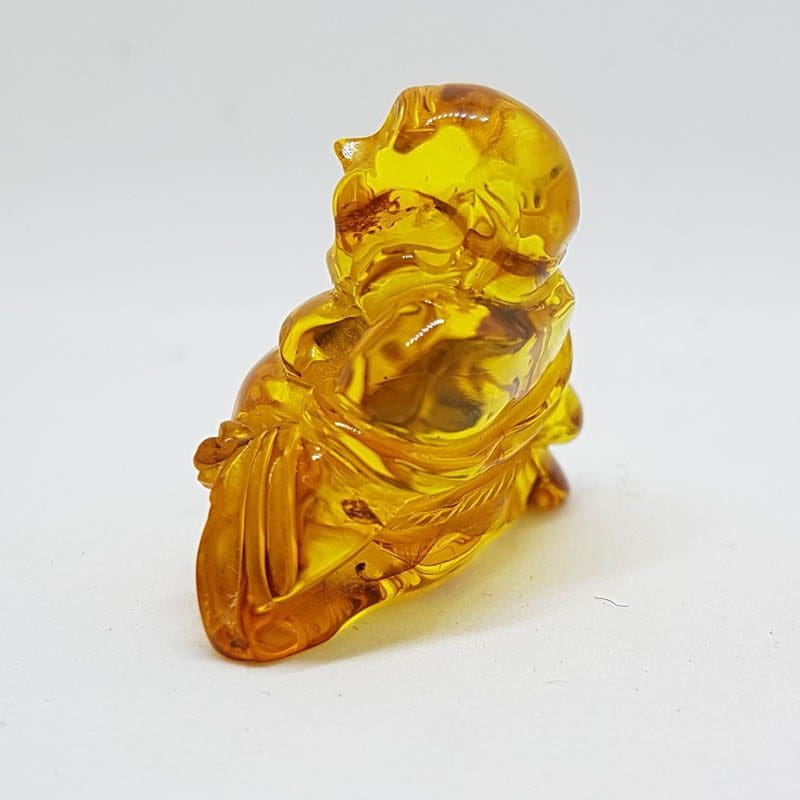 Hand Carved Natural Baltic Amber Small Buddha / Budai Figurine / Statue