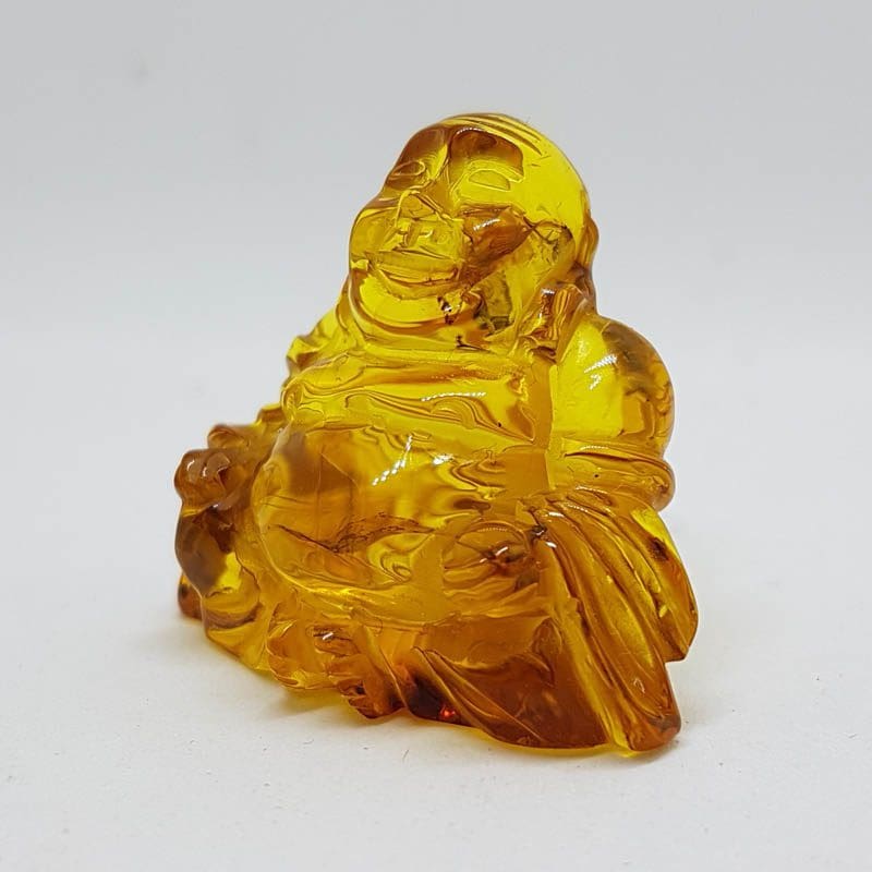 Hand Carved Natural Baltic Amber Small Buddha / Budai Figurine / Statue