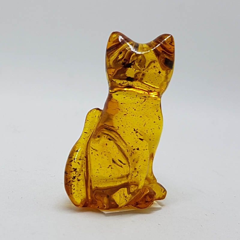 Hand Carved Natural Baltic Amber Small Cat Figurine / Statue