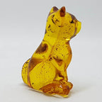 Hand Carved Natural Baltic Amber Small Cat Figurine / Statue