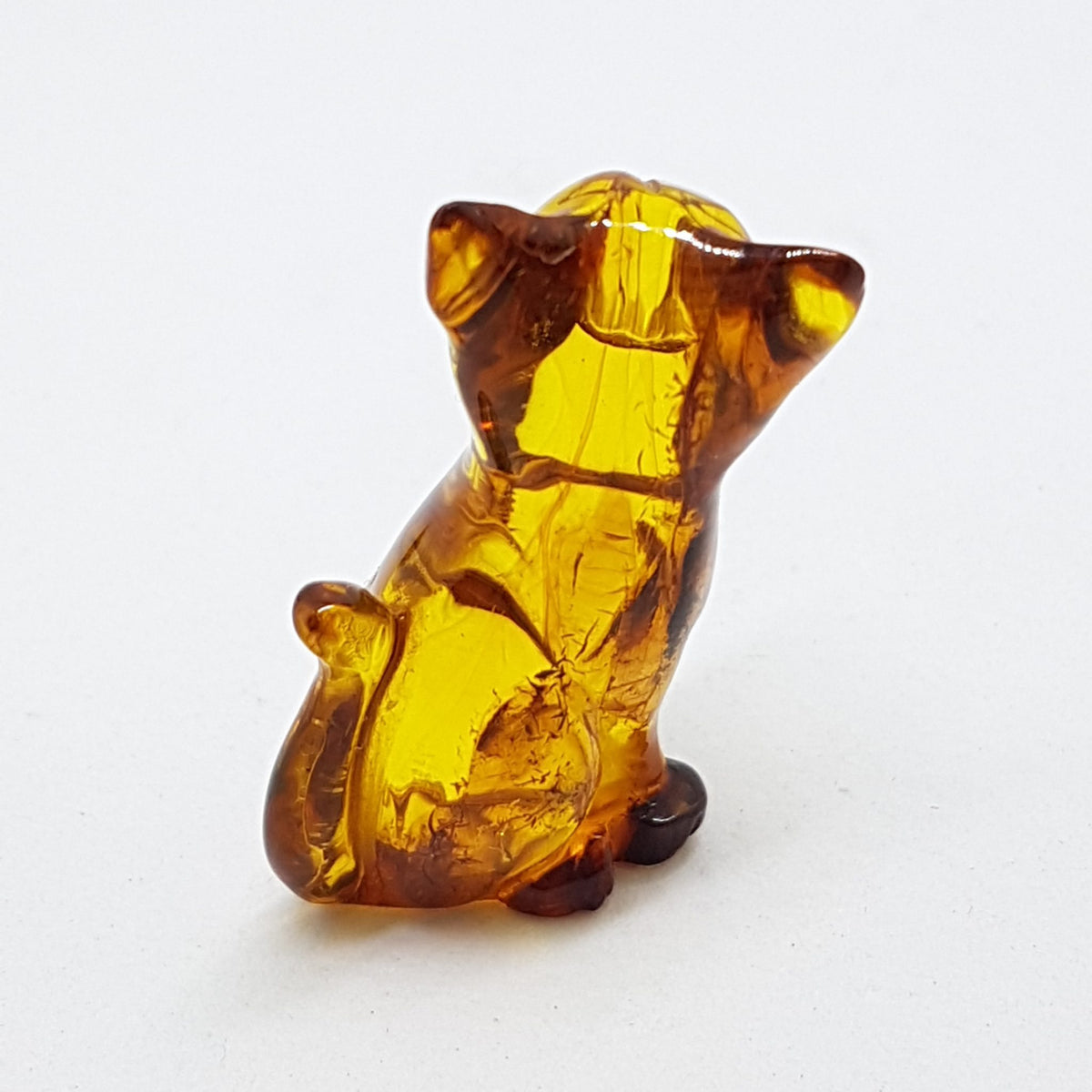 Hand Carved Natural Baltic Amber Small Cat Figurine / Statue