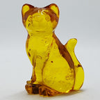 Hand Carved Natural Baltic Amber Small Cat Figurine / Statue