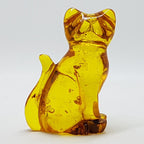 Hand Carved Natural Baltic Amber Small Cat Figurine / Statue