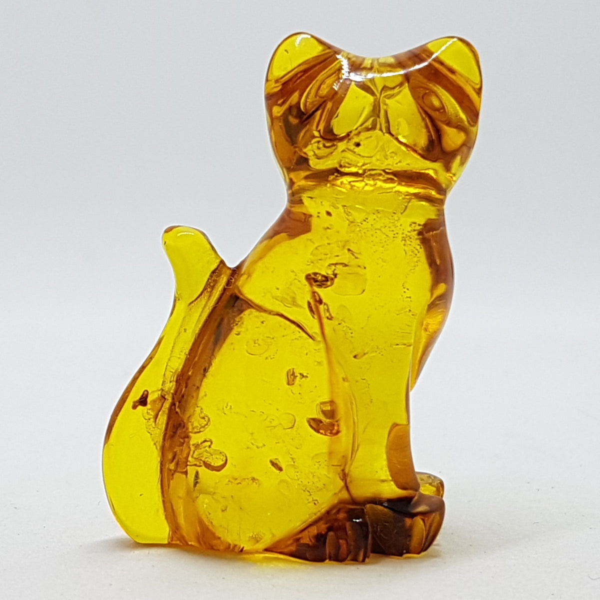 Hand Carved Natural Baltic Amber Small Cat Figurine / Statue