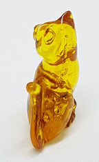 Hand Carved Natural Baltic Amber Small Cat Figurine / Statue