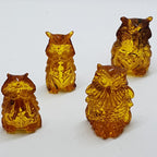 Hand Carved Natural Baltic Amber Small Owl Figurine / Statue