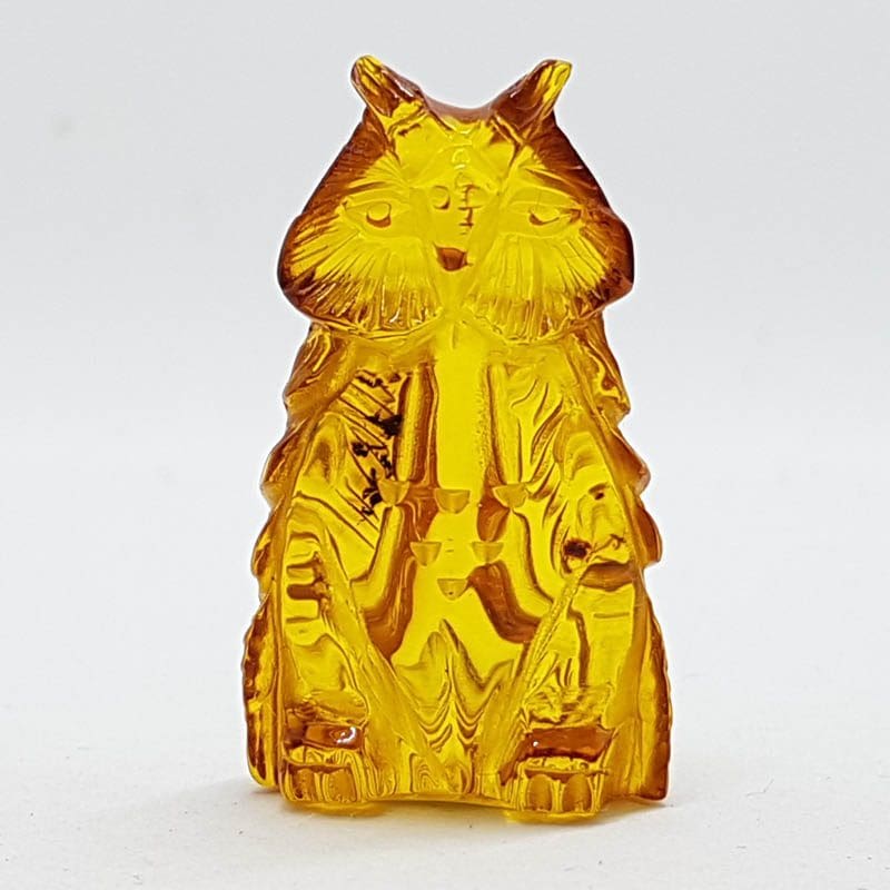 Hand Carved Natural Baltic Amber Small Owl Figurine / Statue