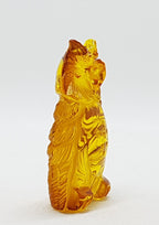 Hand Carved Natural Baltic Amber Small Owl Figurine / Statue