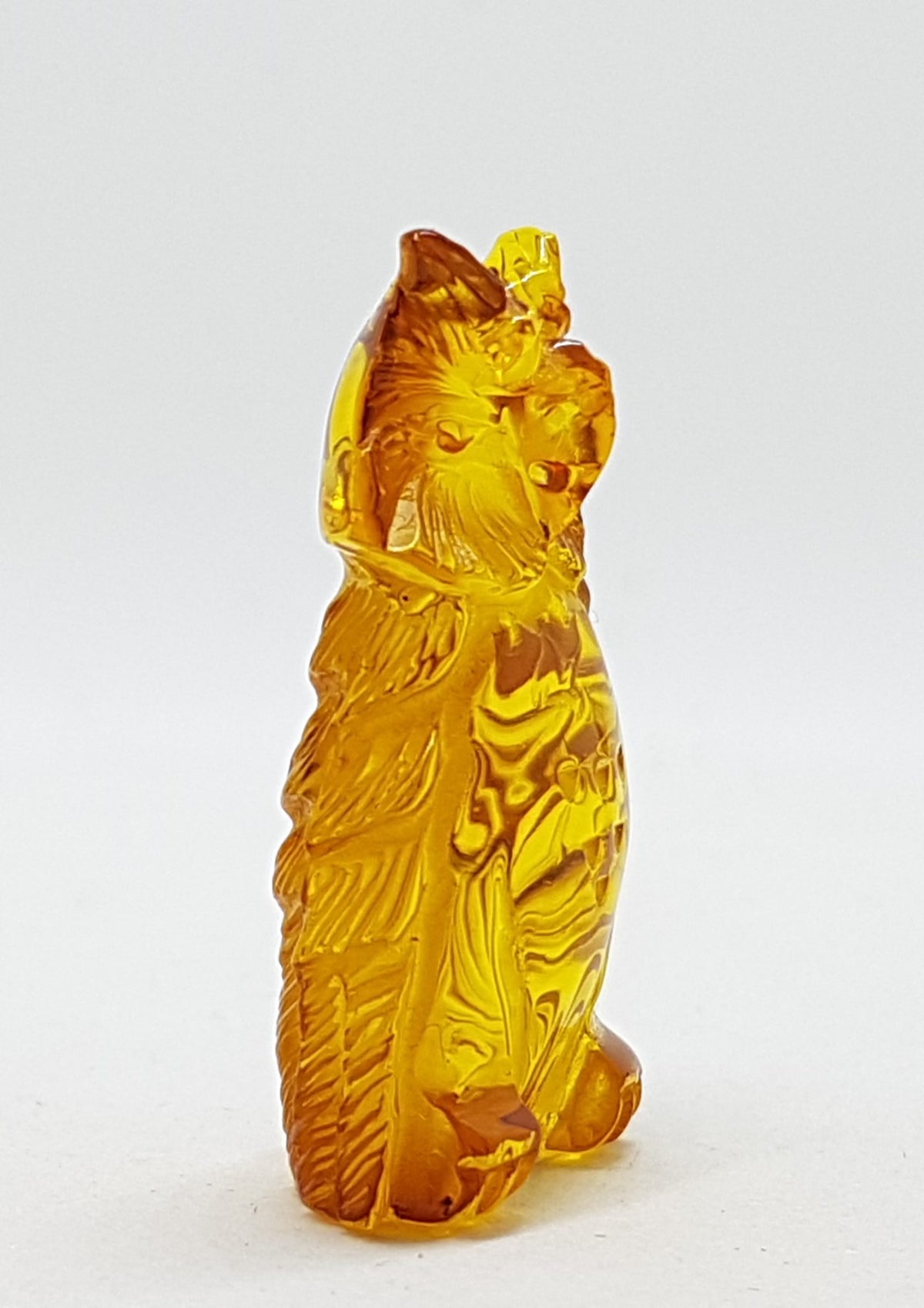 Hand Carved Natural Baltic Amber Small Owl Figurine / Statue