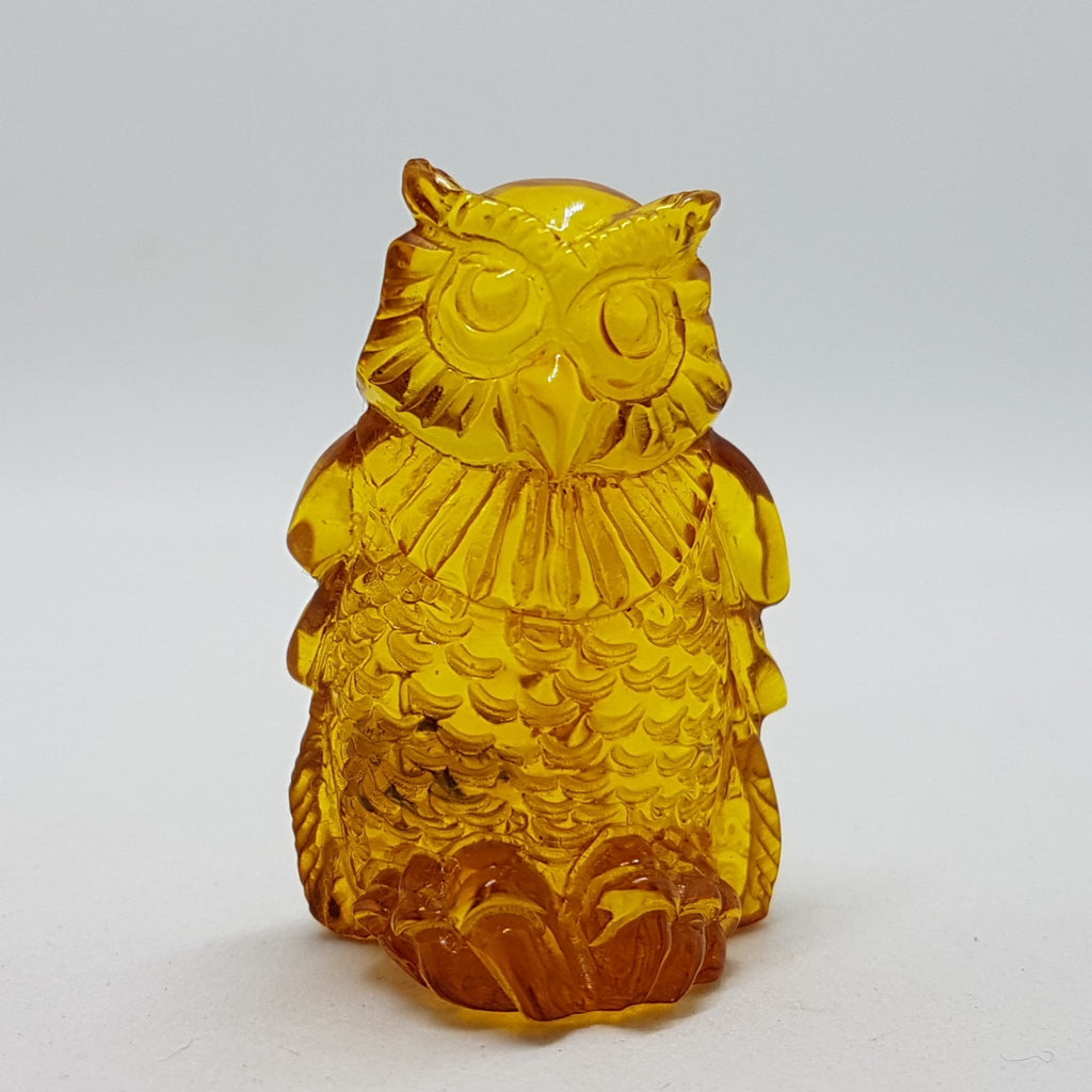 Hand Carved Natural Baltic Amber Small Owl Figurine / Statue