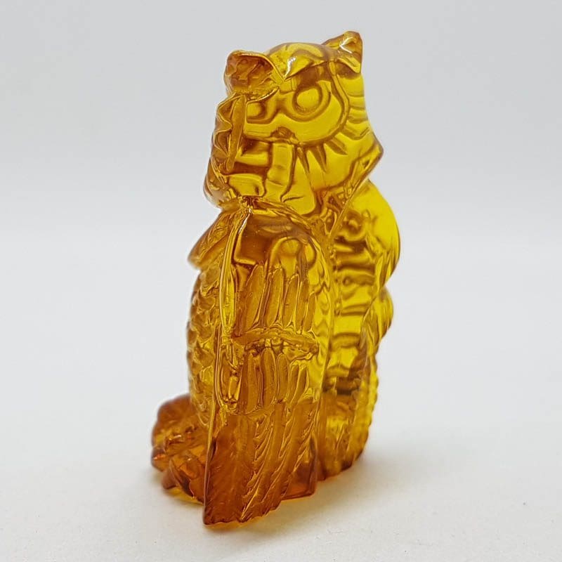 Hand Carved Natural Baltic Amber Small Owl Figurine / Statue