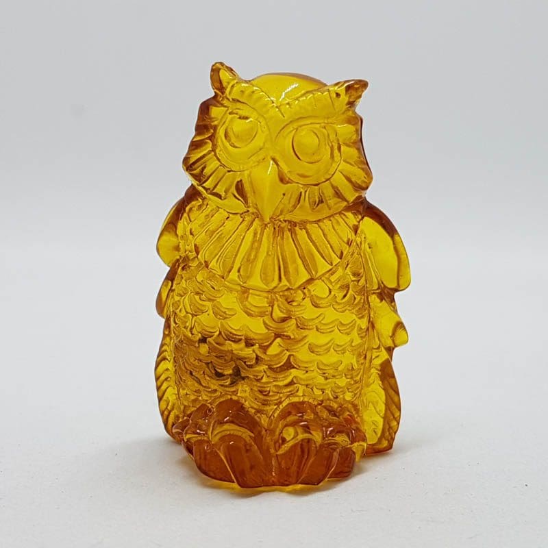 Hand Carved Natural Baltic Amber Small Owl Figurine / Statue