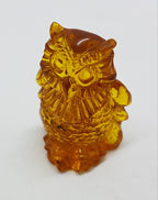 Hand Carved Natural Baltic Amber Small Owl Figurine / Statue