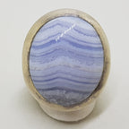 Sterling Silver Large Oval Blue Lace Agate Ring