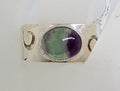 Sterling Silver Wide Oval Fluorite Wave Design Band Ring - Ladies / Gents