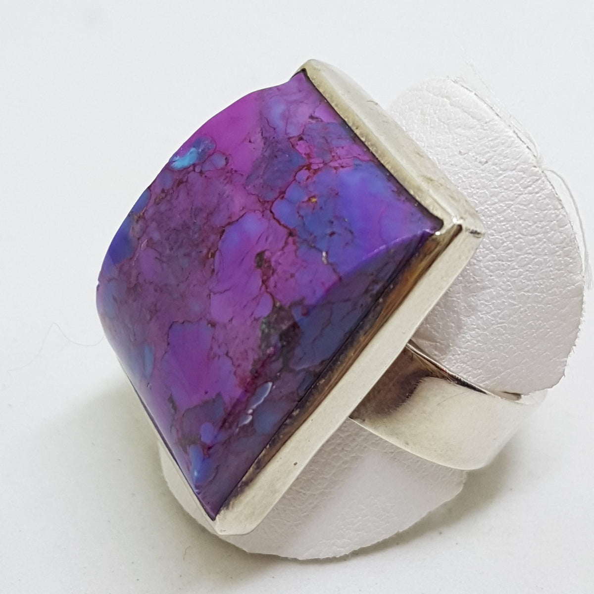 Sterling Silver Large Rectangular Purple Mohave Turquoise Ring