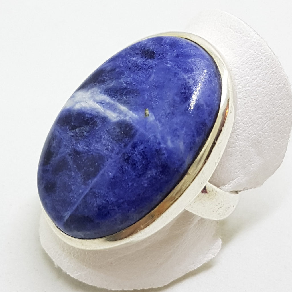 Sterling Silver Large Oval Blue Sodalite Ring