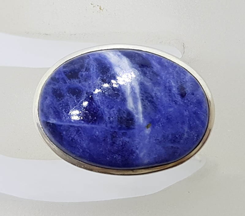 Sterling Silver Large Oval Blue Sodalite Ring
