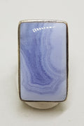 Sterling Silver Large Rectangular Blue Lace Agate Ring