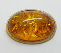9ct Yellow Gold Oval Baltic Amber Brooch