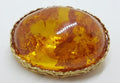 9ct Yellow Gold Very Large Ornate Oval Baltic Amber Brooch