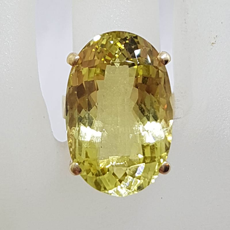 9ct Yellow Gold Large Oval Claw Set Lemon Citrine Cocktail Ring