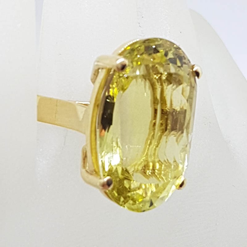 9ct Yellow Gold Large Oval Claw Set Lemon Citrine Cocktail Ring
