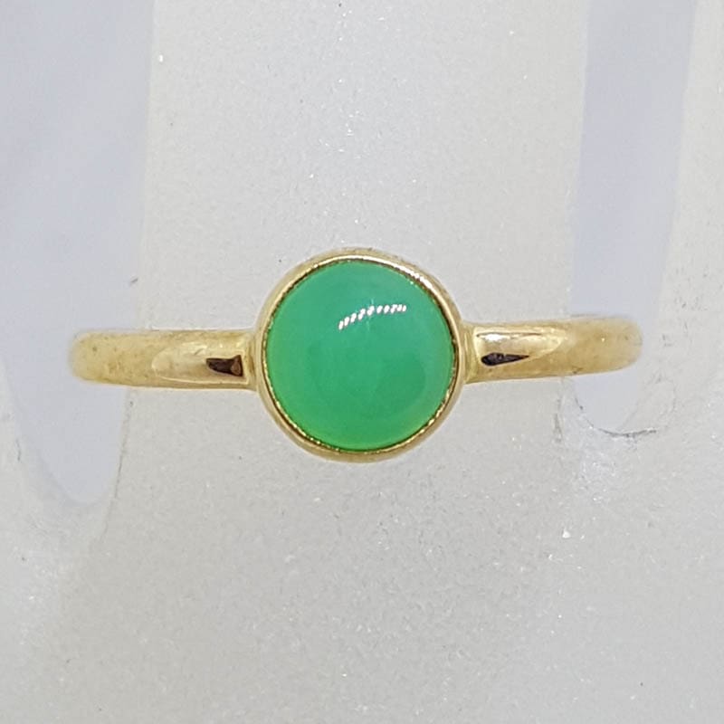 9ct Yellow Gold Round Australian Jade / Chrysoprase Ring – Stackable