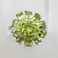 Sterling Silver Peridot Flower Cluster Ring