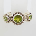 Sterling Silver 3 Peridots in Circles Ring - Trilogy Heavy Ring