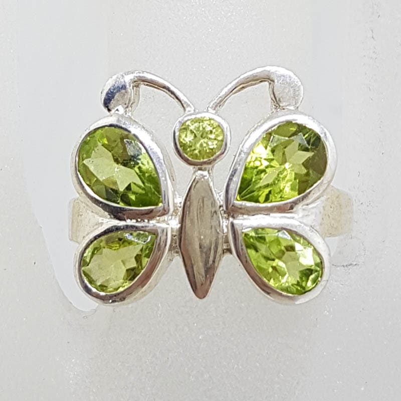 Sterling Silver Peridot Butterfly Ring