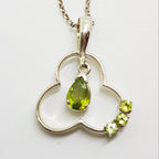 Sterling Silver Peridot Ornate Drop Pendant on Silver Chain