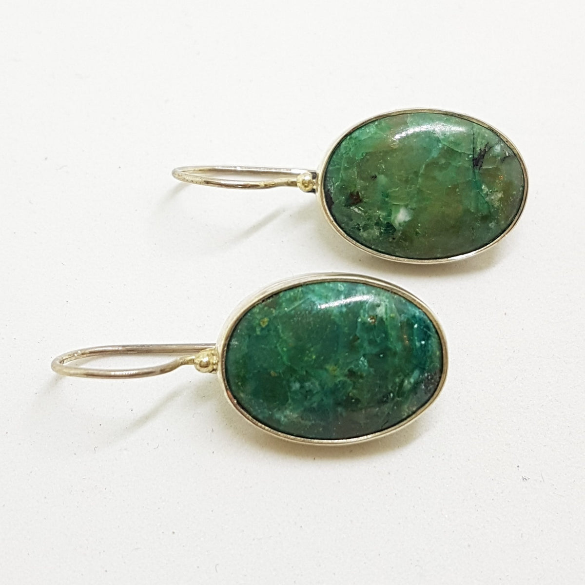 Sterling Silver Oval Chrysocolla Earrings