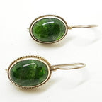 Sterling Silver Oval Green Diopside Drop Earrings