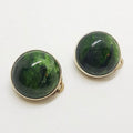 Sterling Silver Round Clip-On Earrings - Dioptase