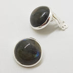 Sterling Silver Round Clip-On Earrings - Labradorite