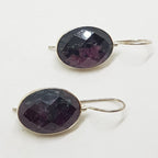 Sterling Silver Ruby Zoisite Large Oval Drop Earrings