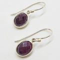 Sterling Silver Ruby Zoisite Oval Drop Earrings