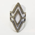 Sterling Silver Marcasite Large Marquis Diamond Shape Ring