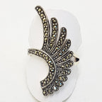 Sterling Silver Marcasite Large Curved Fan Shape Ring