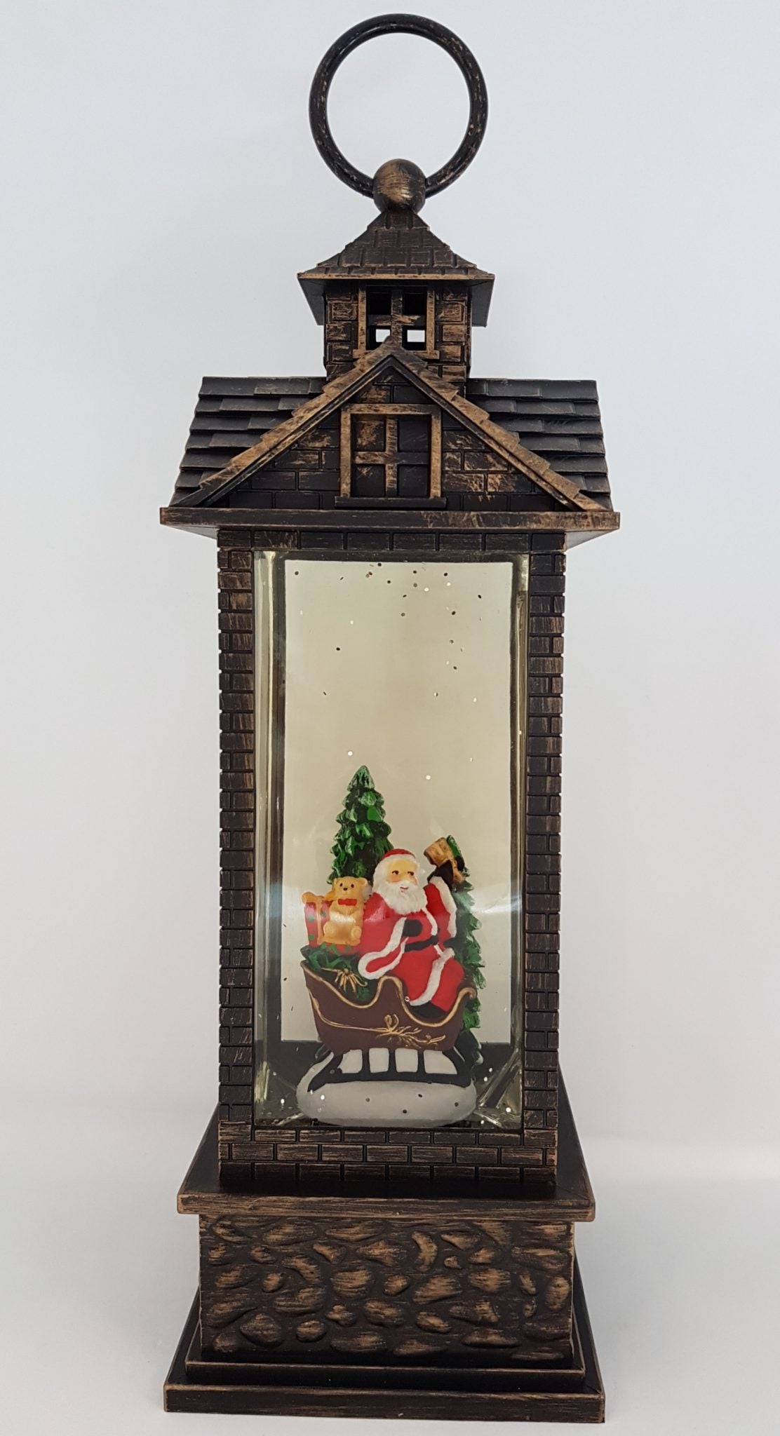 Christmas Glitter Lantern – Santa / Father Christmas in a Sleigh with a Christmas Tree – Christmas Ornament Design #18
