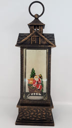 Christmas Glitter Lantern – Santa / Father Christmas in a Sleigh with a Christmas Tree – Christmas Ornament Design #18