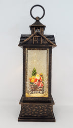 Christmas Glitter Lantern – Santa / Father Christmas in a Sleigh with a Christmas Tree – Christmas Ornament Design #18