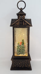 Christmas Glitter Lantern – Santa / Father Christmas in a Sleigh with a Christmas Tree – Christmas Ornament Design #18