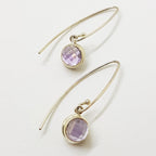 Sterling Silver Amethyst Pointy Long Drop Earrings