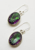 Sterling Silver Large Mystic Quartz Oval Drop Earrings