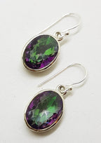 Sterling Silver Large Mystic Quartz Oval Drop Earrings