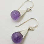 Sterling Silver Ball Drop Amethyst Earrings in Cone Setting